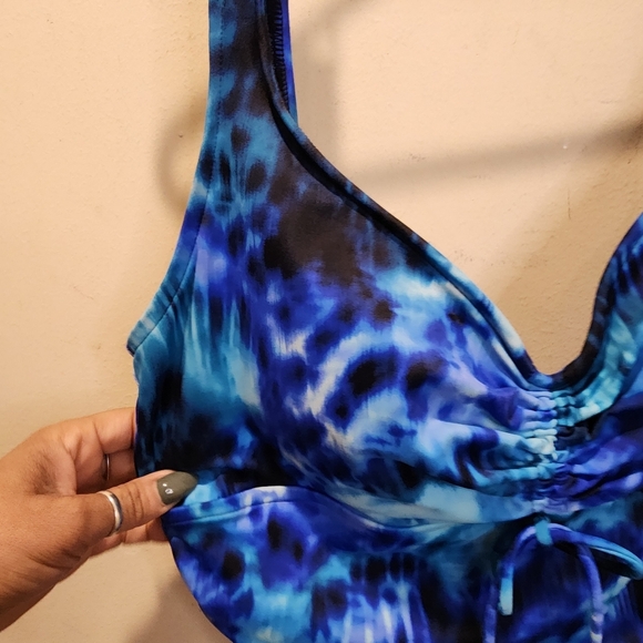 Aqua Green Blue Bodysuit One Piece with Adjustable Straps Swimmer LARGE - Picture 6 of 13